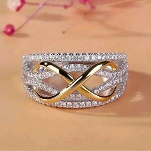 18K Gold Plated Crossover Ring Size 7